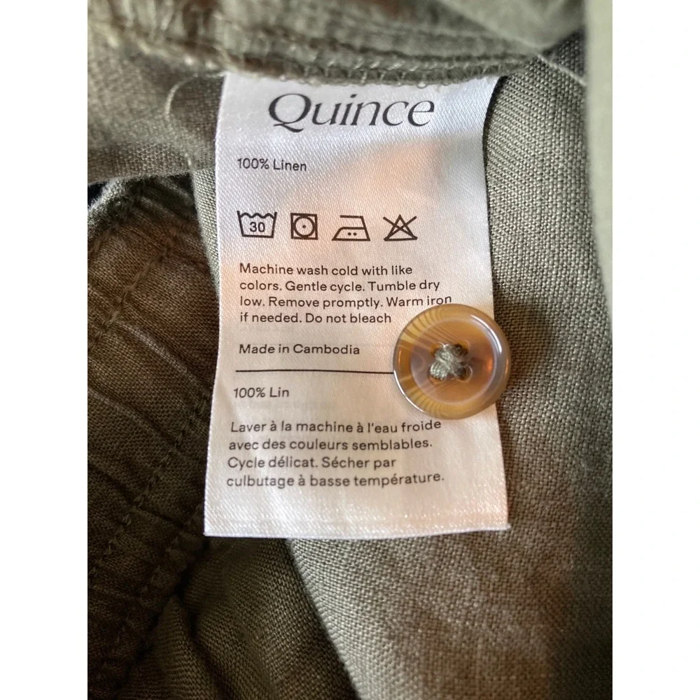Quince Womens 100% Linen Drawstring Beach Pants Bayberry Olive Green XL